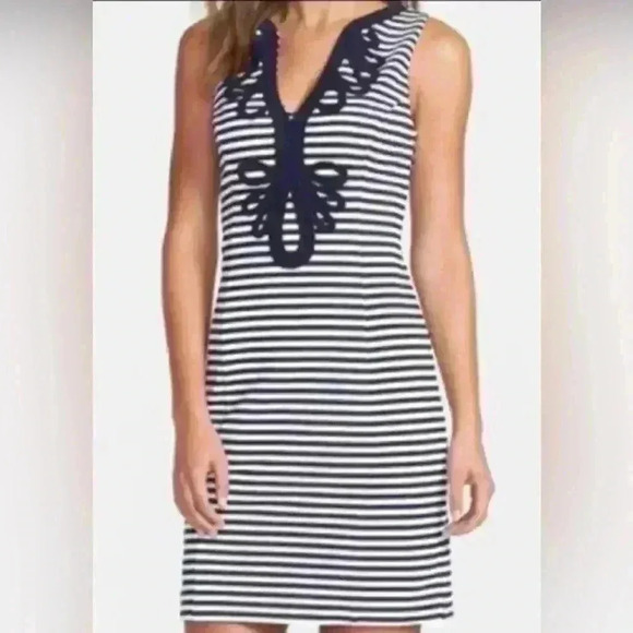 Lilly Pulitzer Striped Janice Shift Dress Size XXS True Navy Ottoman Stripe - Picture 4 of 12